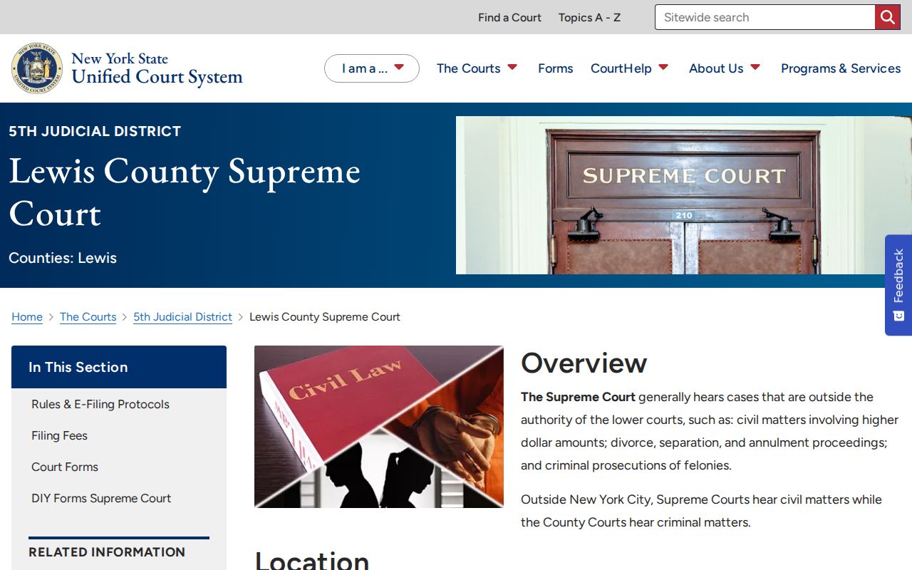 Lewis County criminal case clerk and Supreme Court access information