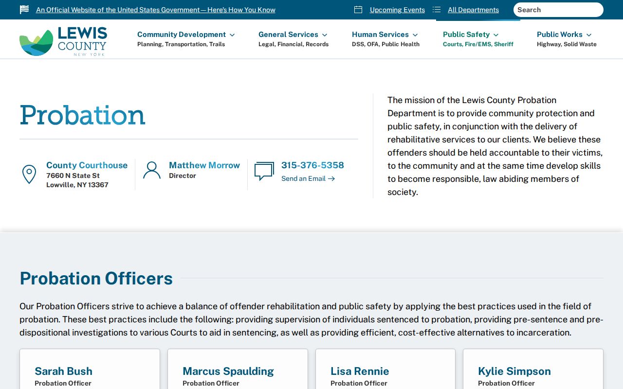 Lewis County criminal record and probation office information