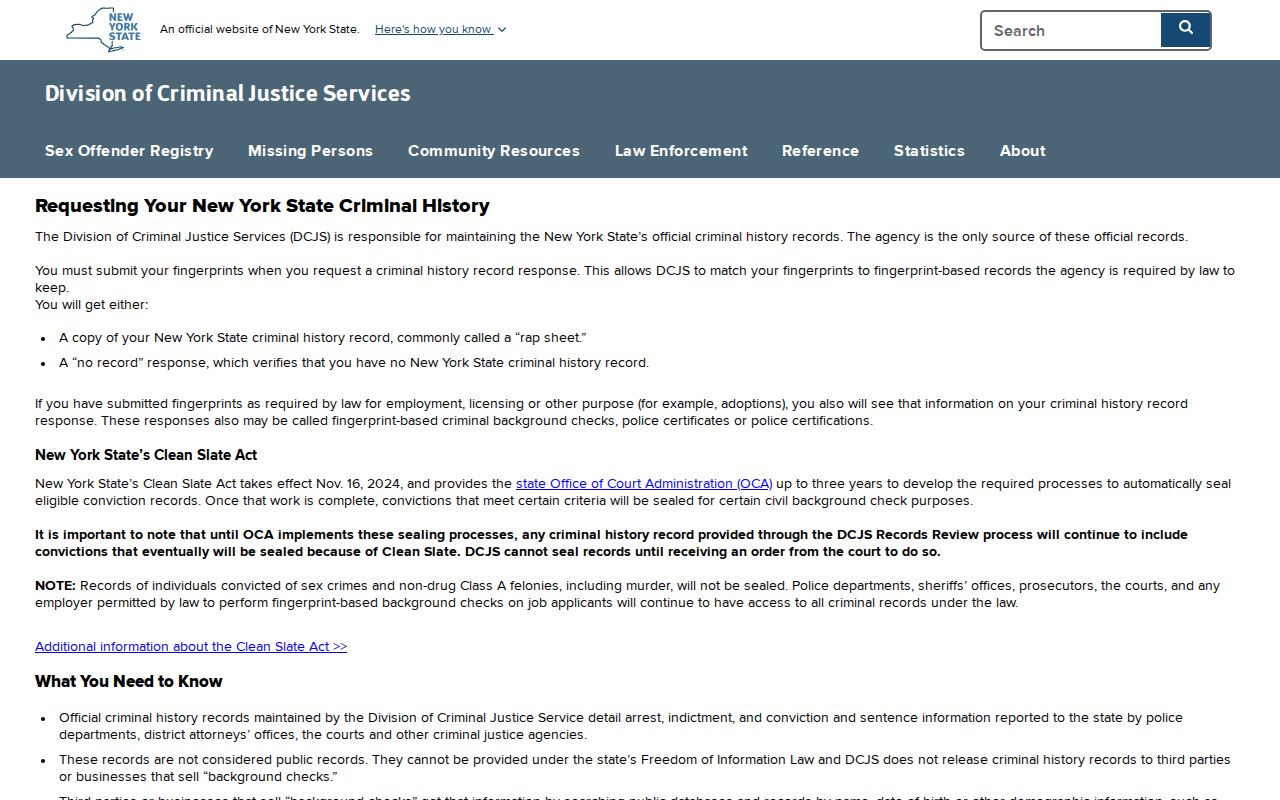 Lewis County criminal history self-review through New York DCJS