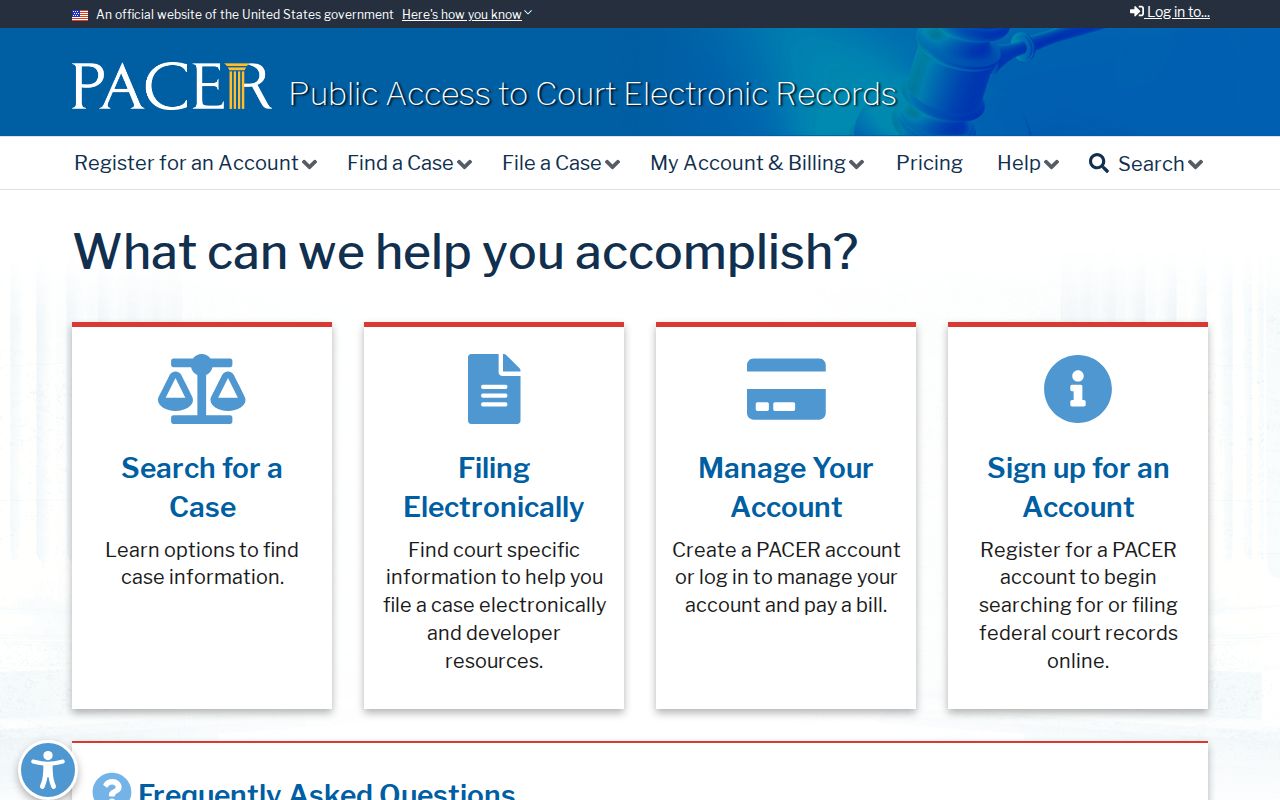 Lewis County criminal history federal docket access through PACER