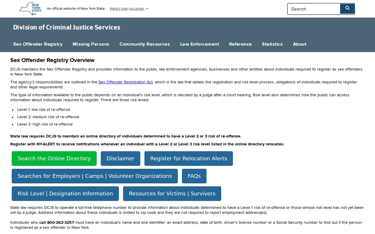 Lewis County sex offender lookup on the New York registry overview