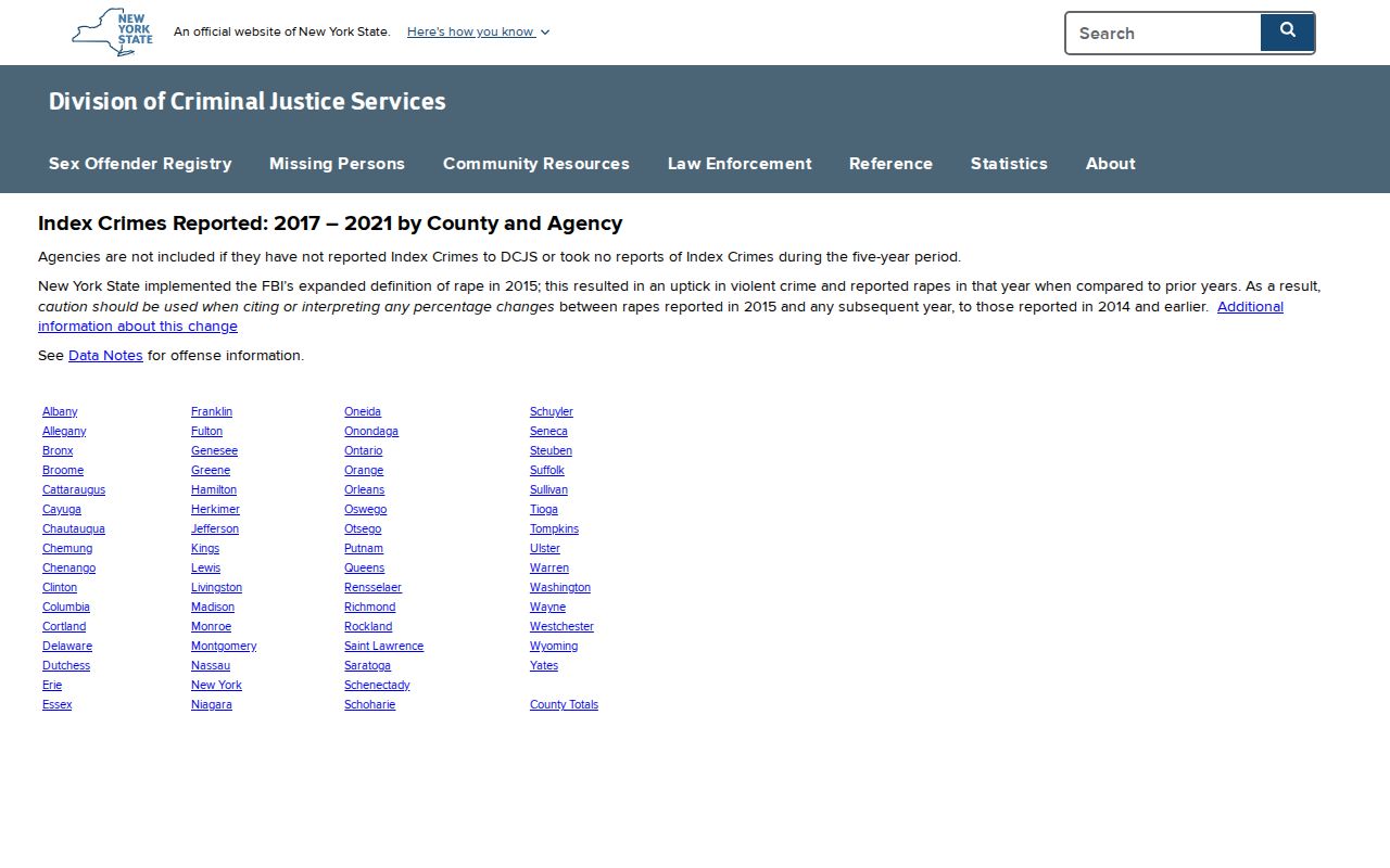 DCJS crime tables for Lowville criminal records in Lewis County