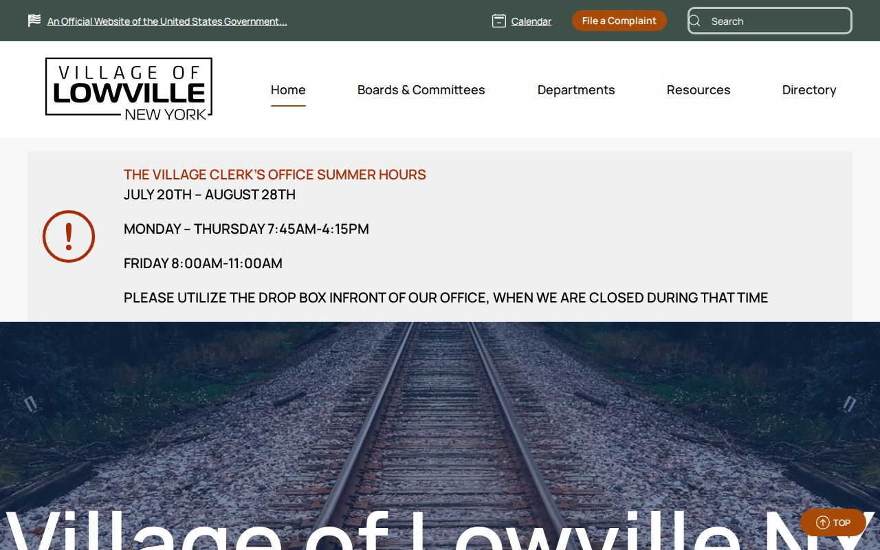 Village of Lowville government source for Lewis County police records